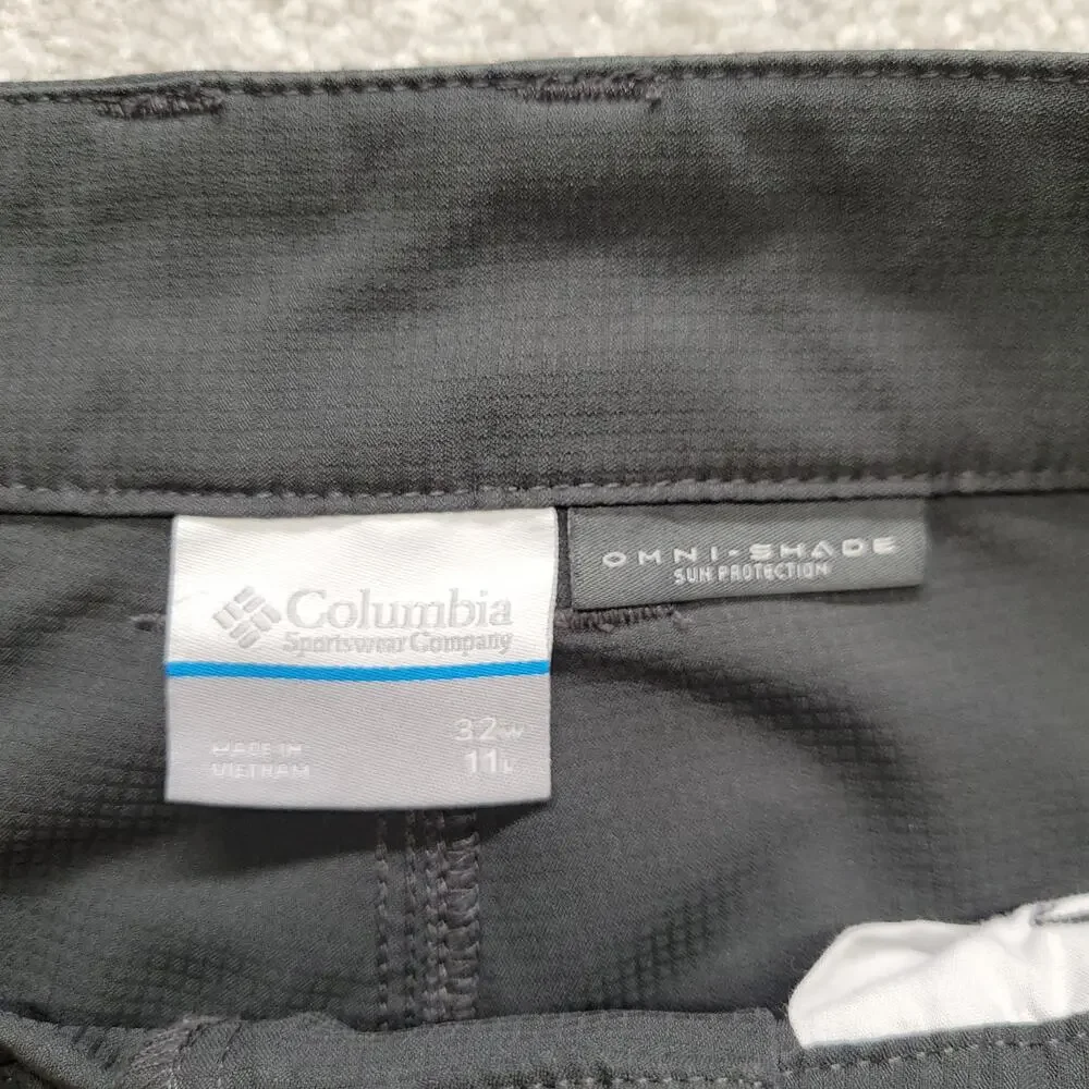 Columbia Mens Cargo Shorts Gray Omni-Shade UPF Regular Fit Size 32 11 Inseam